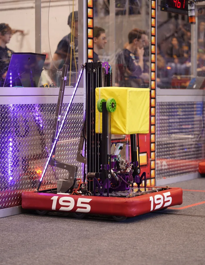 The Team 195 robot for the 2018 season, The Dark Knight.