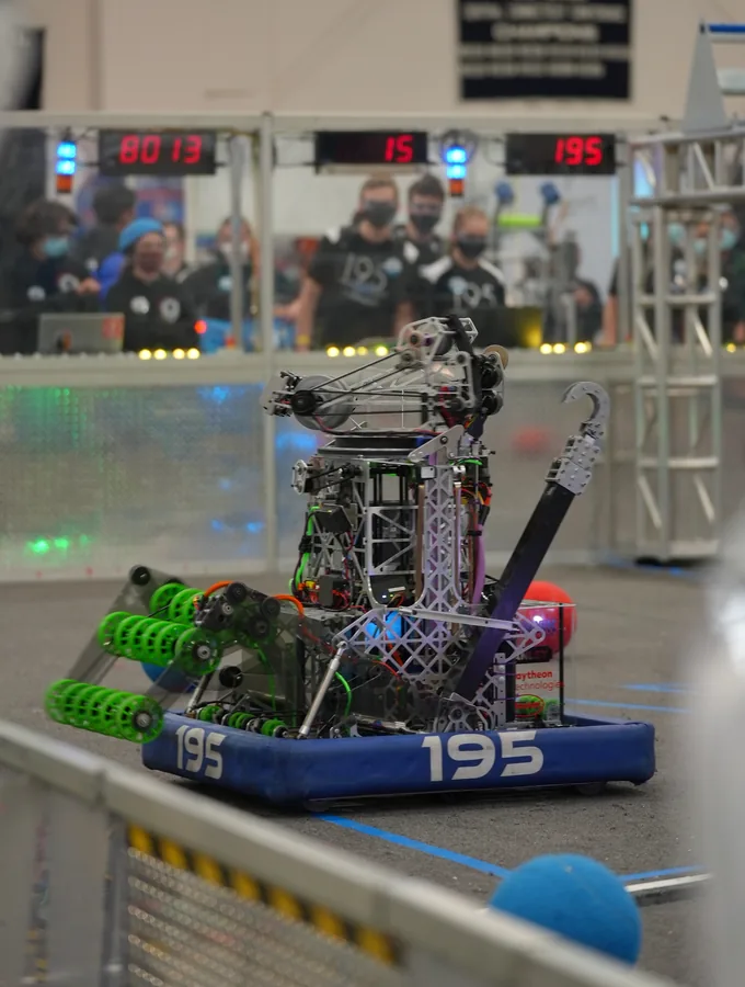 The Team 195 robot for the 2022 season, KnightWatch.