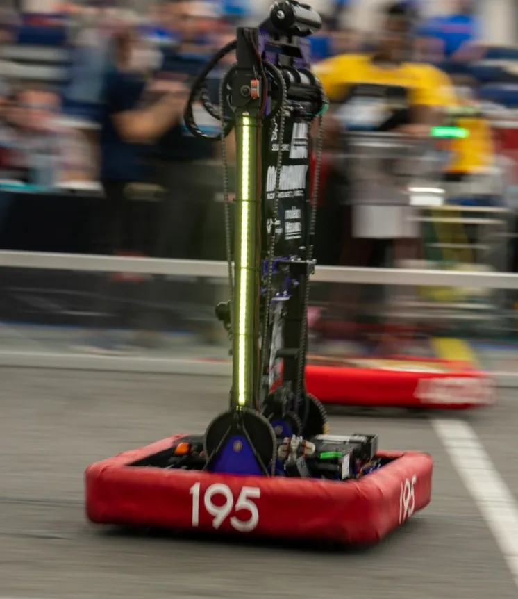 The Team 195 robot for the 2023 season, KnightTime.